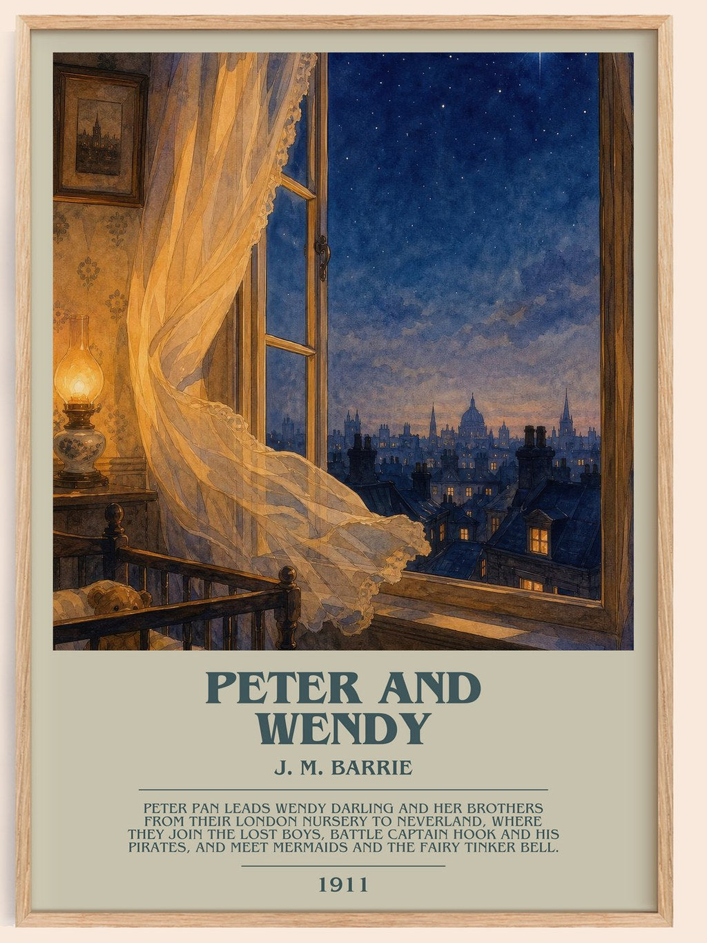Peter And Wendy bookish book poster by J. M. Barrie – framed literary art print