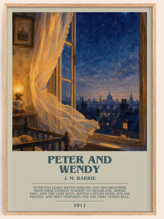Peter And Wendy bookish book poster by J. M. Barrie – framed literary art print