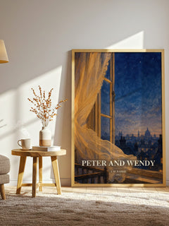 Peter And Wendy watercolour print in frame leaning in hallway – childrens wall art