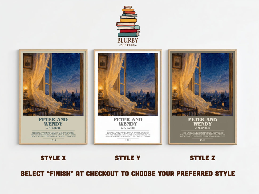 Peter And Wendy bookish print framed by window – literary home decor