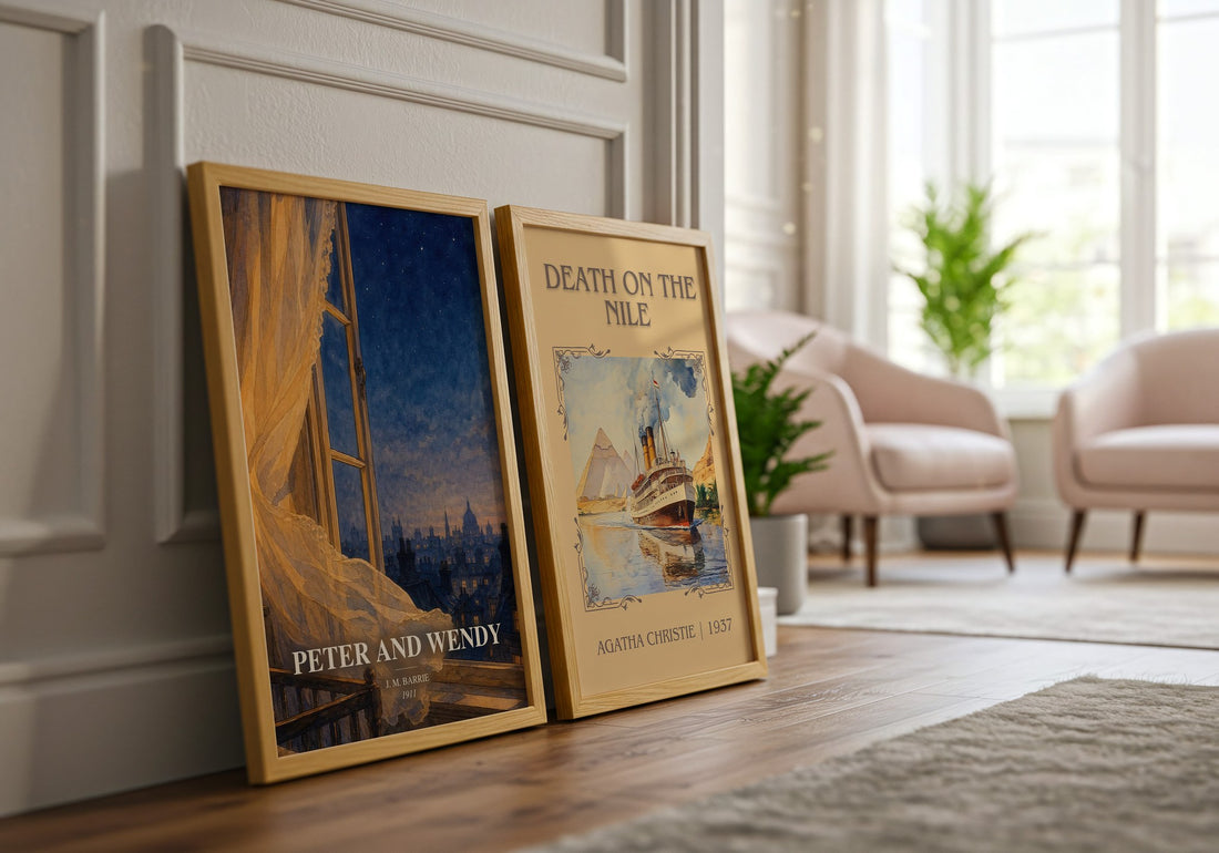Peter And Wendy watercolour print framed by window – literary home decor