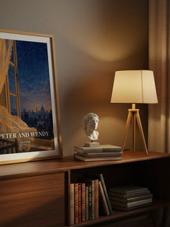 Peter And Wendy watercolour print on bookshelf – J. M. Barrie fan gift