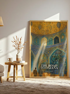 The Road to Oxiana watercolour print in frame leaning in hallway – non fiction wall art