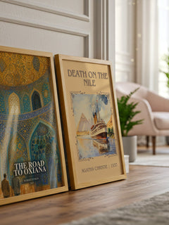 The Road to Oxiana watercolour print framed by window – literary home decor
