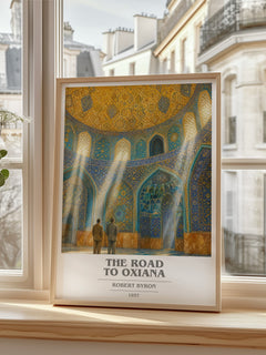 The Road to Oxiana book cover print in frame leaning in hallway – non fiction wall art