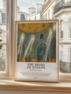 The Road to Oxiana bookish print in frame leaning in hallway – non fiction wall art