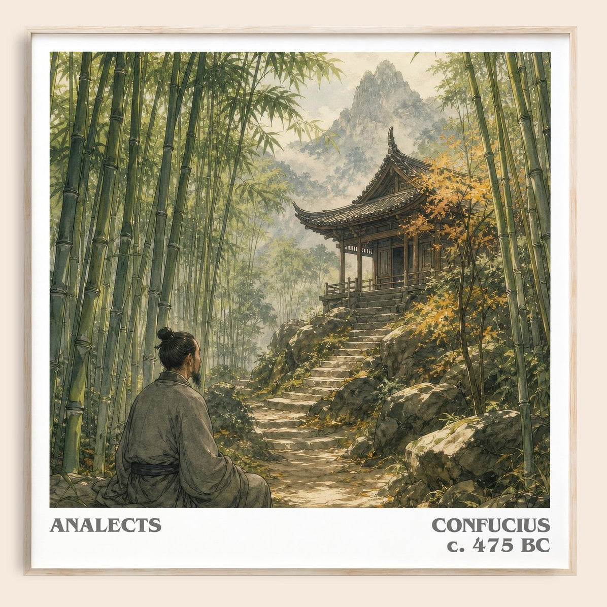 Analects literary book poster by Confucius – framed literary art print
