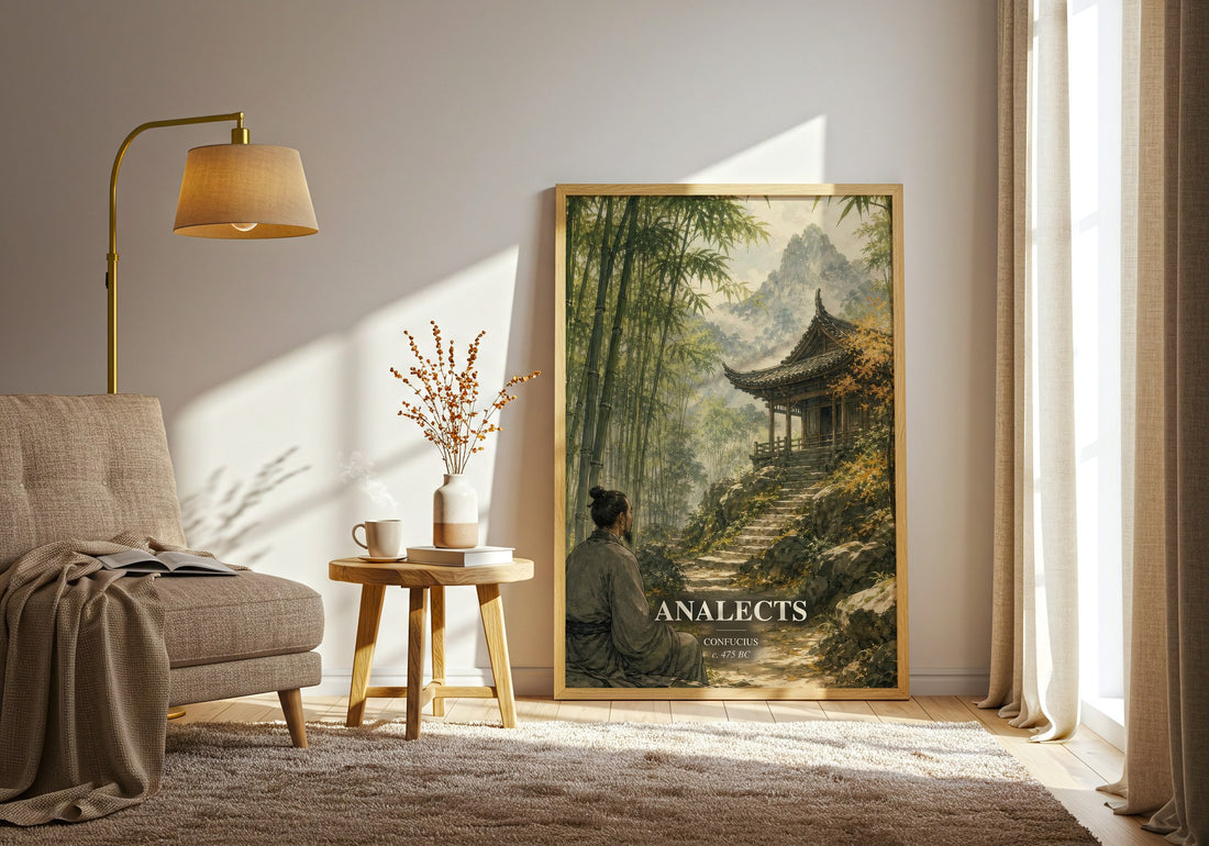 Analects watercolour print in frame leaning in hallway – philosophy wall art