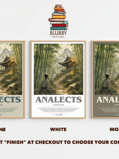 Analects bookish print framed by window – Stone, White and Mocha side by side – choose your colour