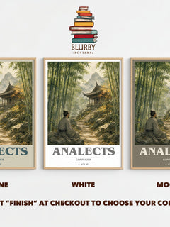 Analects book cover print framed by window – Stone, White and Mocha side by side – choose your colour