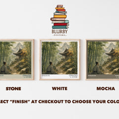 Analects literary print framed by window – Stone, White and Mocha square prints side by side – choose your colour