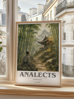 Analects book cover print in frame leaning in hallway – philosophy wall art