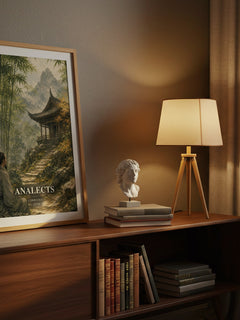 Analects watercolour print on bookshelf – Confucius fan gift