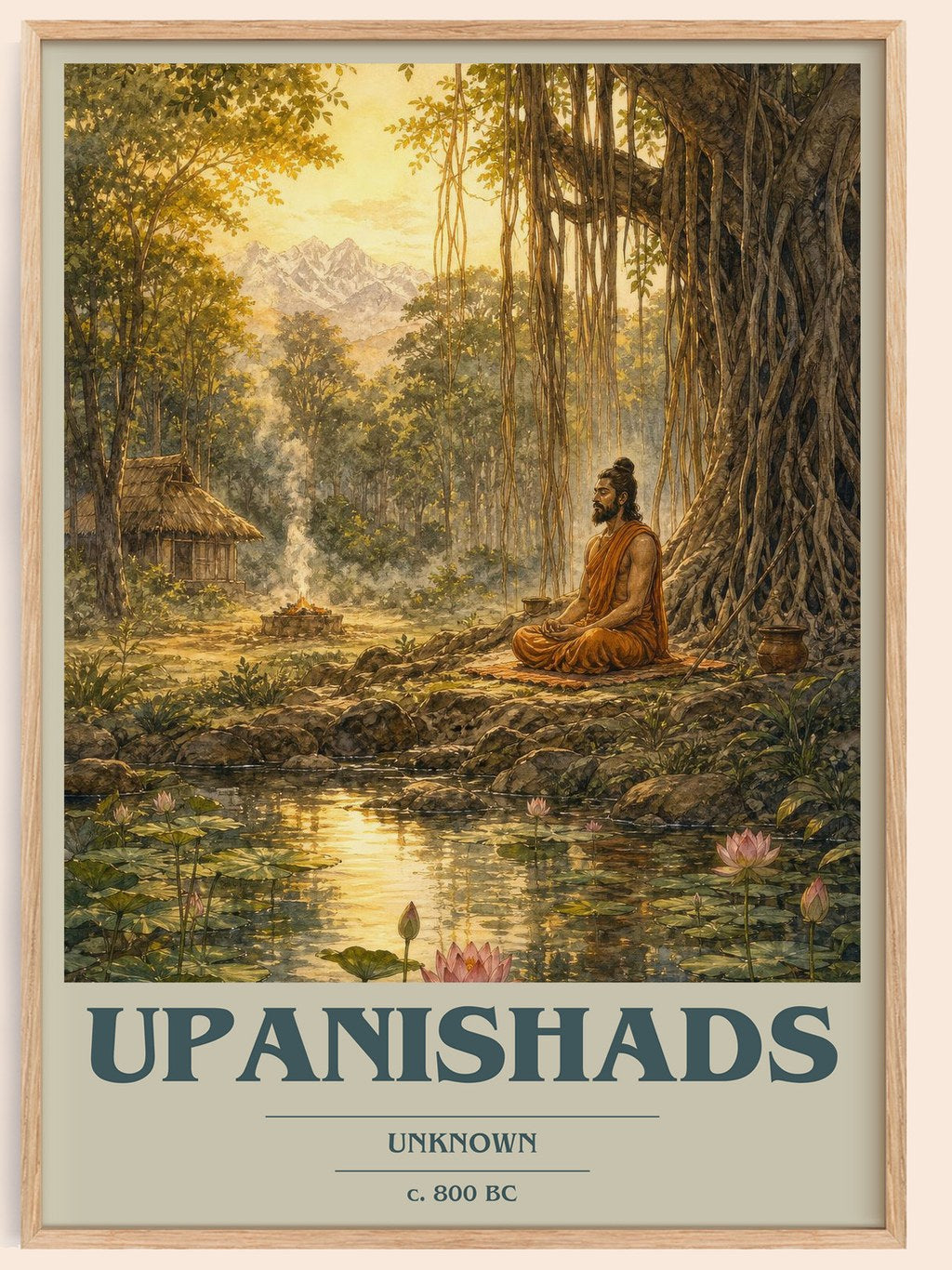 Upanishads book cover book poster by Unknown – framed literary art print