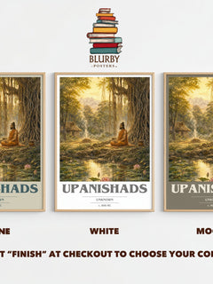 Upanishads book cover print framed by window – Stone, White and Mocha side by side – choose your colour