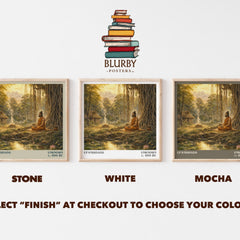 Upanishads literary print framed by window – Stone, White and Mocha square prints side by side – choose your colour
