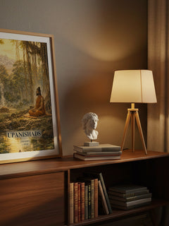 Upanishads watercolour print on bookshelf – Unknown fan gift