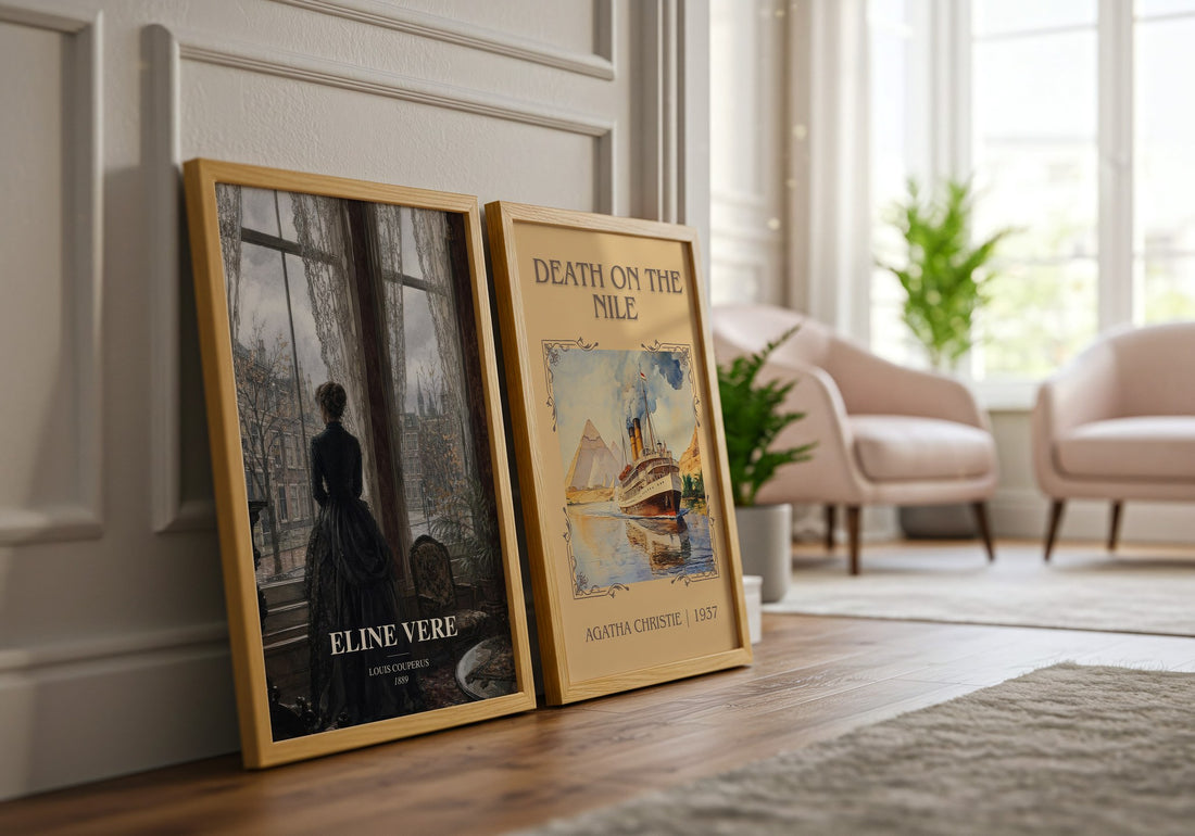 Eline Vere watercolour print framed by window – literary home decor