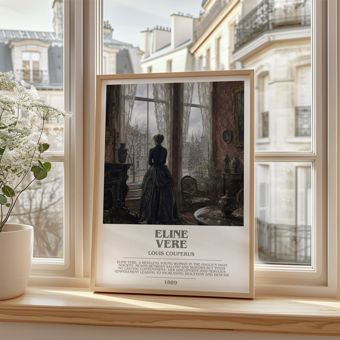 Eline Vere bookish print in frame leaning in hallway – literary fiction wall art