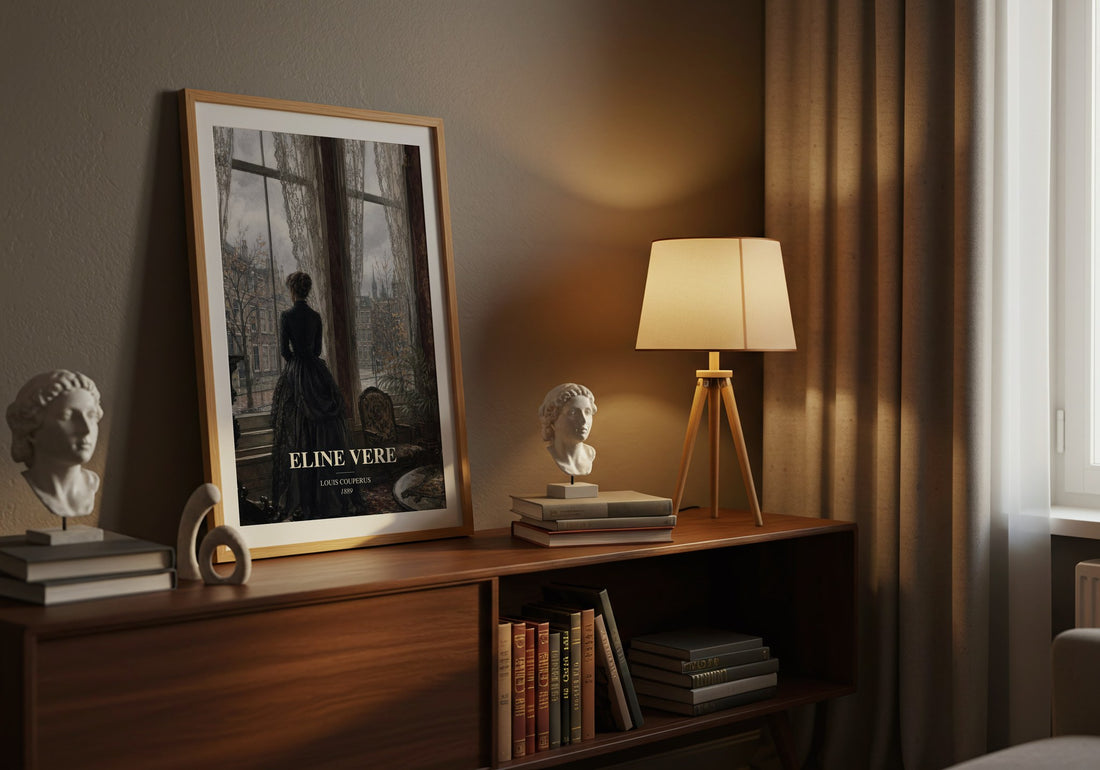 Eline Vere watercolour print on bookshelf – Louis Couperus fan gift