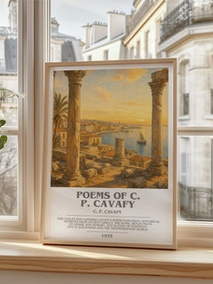 Poems Of C. P. Cavafy Bookish Wall Art by C. P. Cavafy – framed print by a bright window