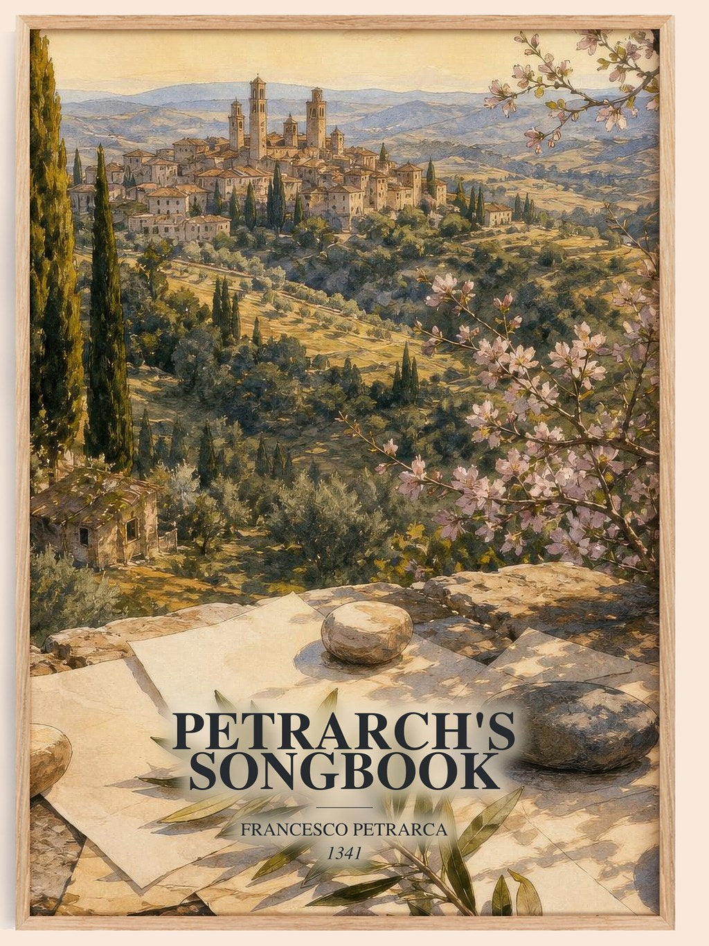 Petrarch's Songbook watercolour book poster by Francesco Petrarca – framed literary art print