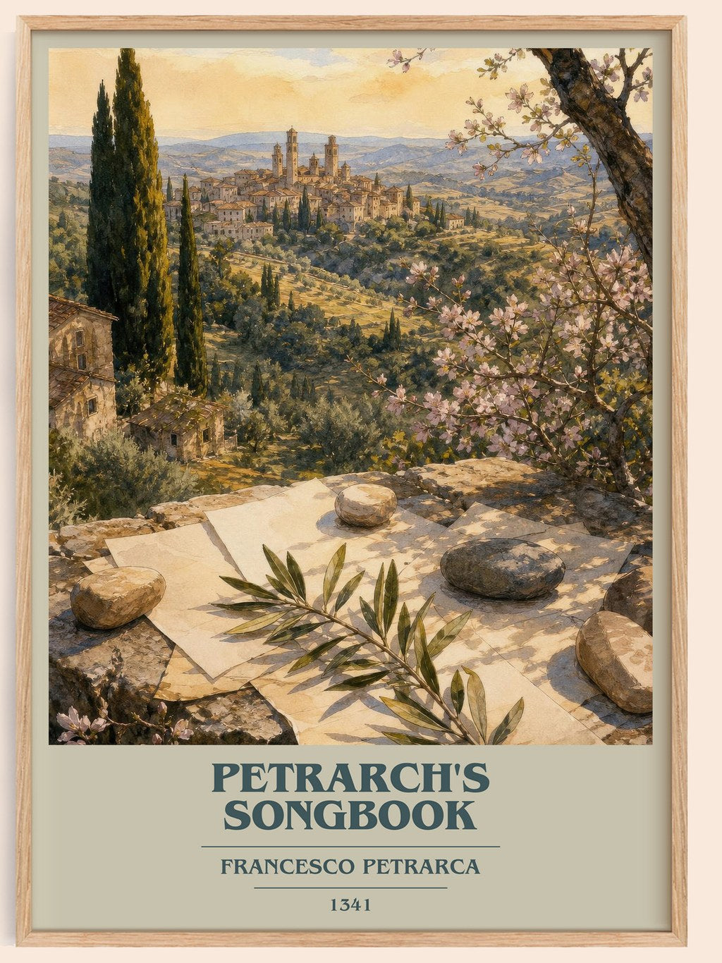 Petrarch's Songbook book cover book poster by Francesco Petrarca – framed literary art print