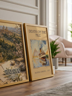 Petrarch's Songbook watercolour print framed by window – literary home decor