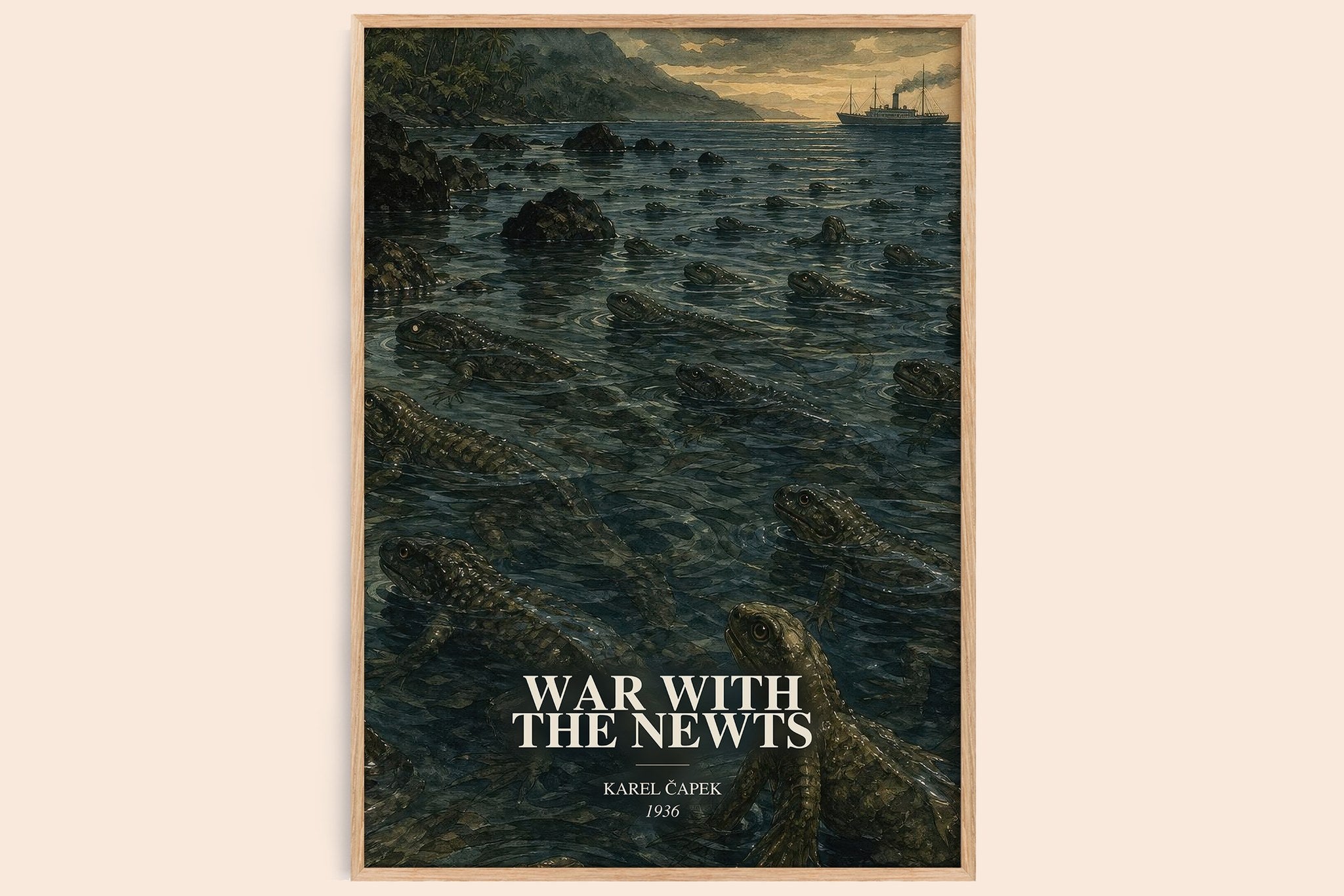 War with the Newts Book Watercolour Illustration by Karel Čapek