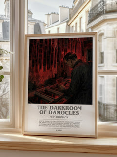 The Darkroom Of Damocles Bookish Wall Art by W.F. Hermans – framed print by a bright window