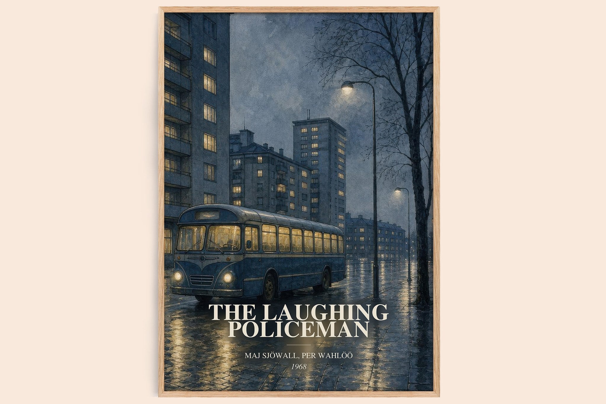 Laughing Policeman Book Watercolour Illustration by M. Wahlöö