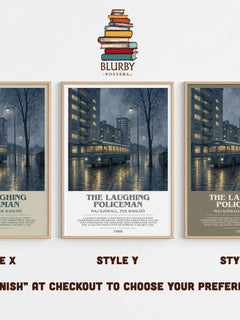 The Laughing Policeman Bookish Wall Art by Maj Sjöwall, Per Wahlöö – Style X, Y and Z side by side – choose your finish