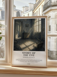 Story of the Eye Bookish Wall Art by Georges Bataille – framed print by a bright window