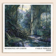 Residence on Earth literary book poster by Pablo Neruda – framed literary art print