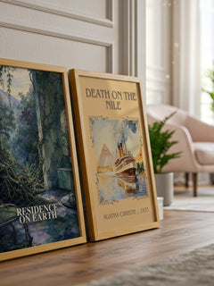 Residence on Earth watercolour print framed by window – literary home decor