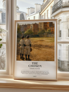 The Chosen bookish print in frame leaning in hallway – coming of age wall art