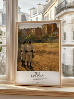 The Chosen book cover print in frame leaning in hallway – coming of age wall art