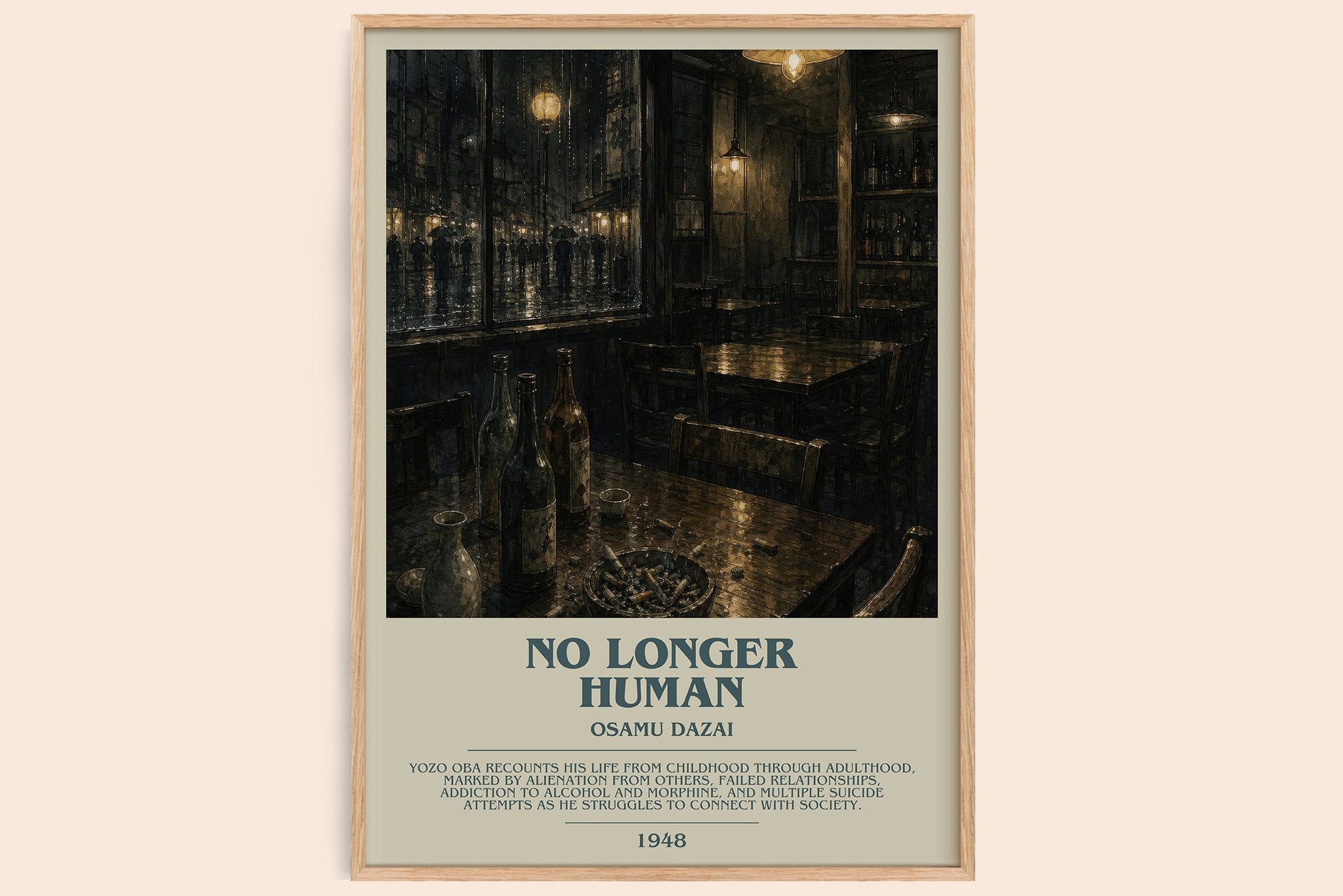 No Longer Human Bookish Wall Art by Osamu Dazai