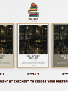 No Longer Human Bookish Wall Art by Osamu Dazai – Style X, Y and Z side by side – choose your finish