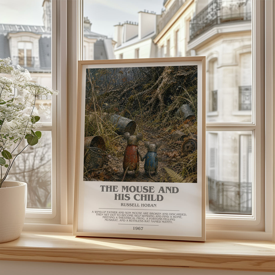 The Mouse And His Child Bookish Wall Art by Russell Hoban – framed print by a bright window