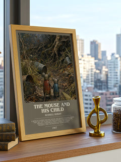 The Mouse And His Child Bookish Wall Art by Russell Hoban – framed print on a city-view windowsill