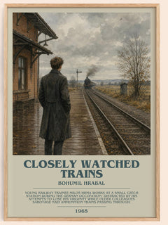 Closely Watched Trains bookish book poster by Bohumil Hrabal – framed literary art print
