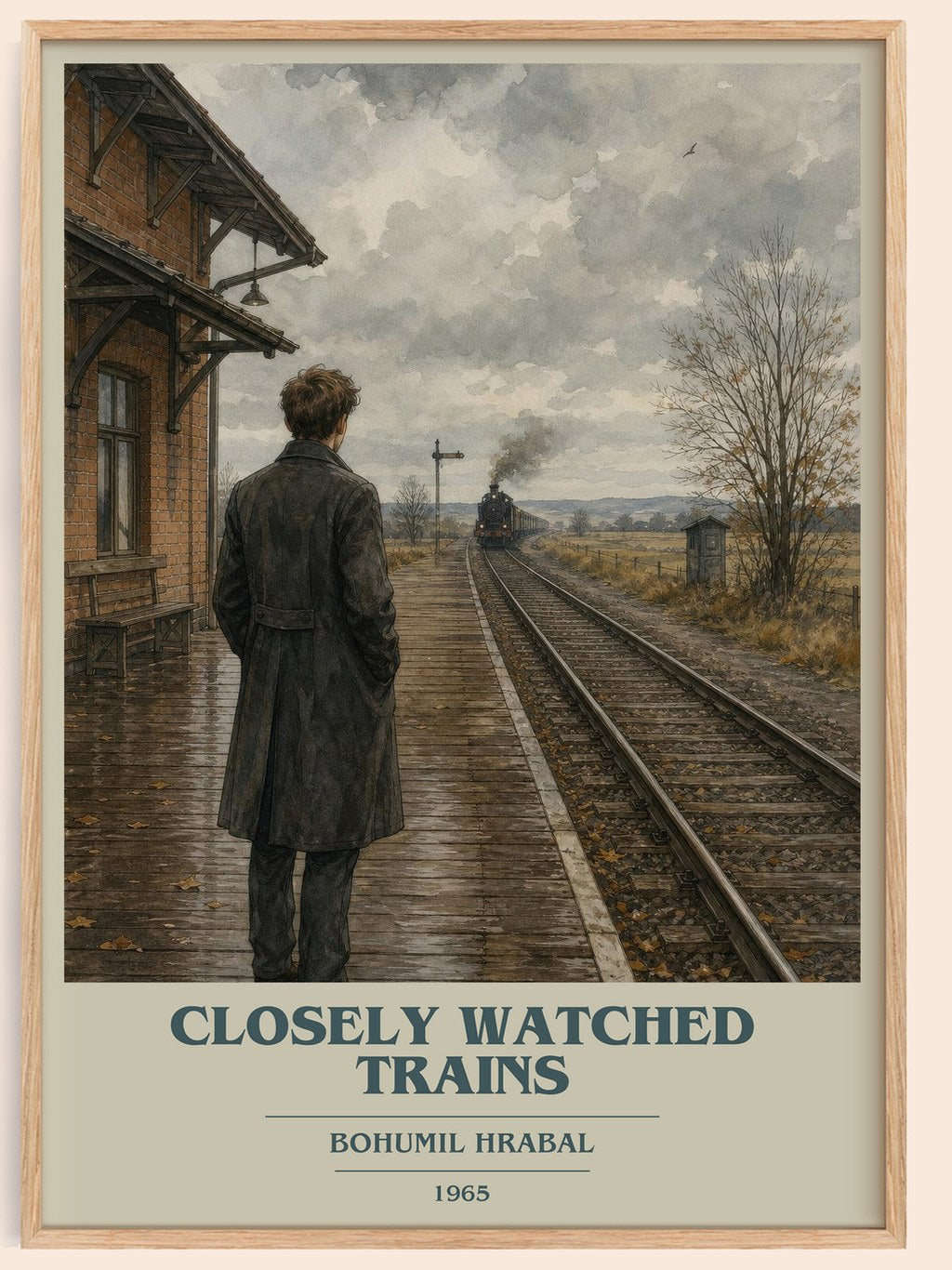 Closely Watched Trains book cover book poster by Bohumil Hrabal – framed literary art print