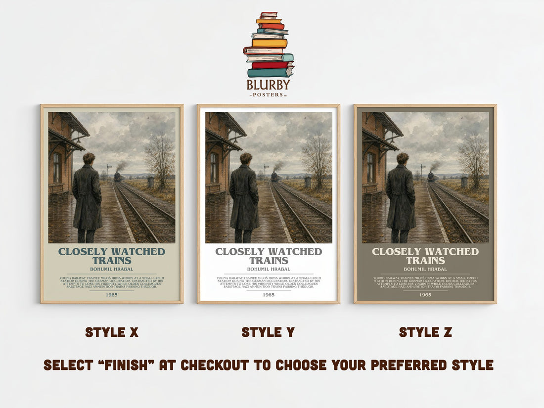 Closely Watched Trains bookish print framed by window – literary home decor