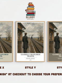 Closely Watched Trains book cover print framed by window – literary home decor