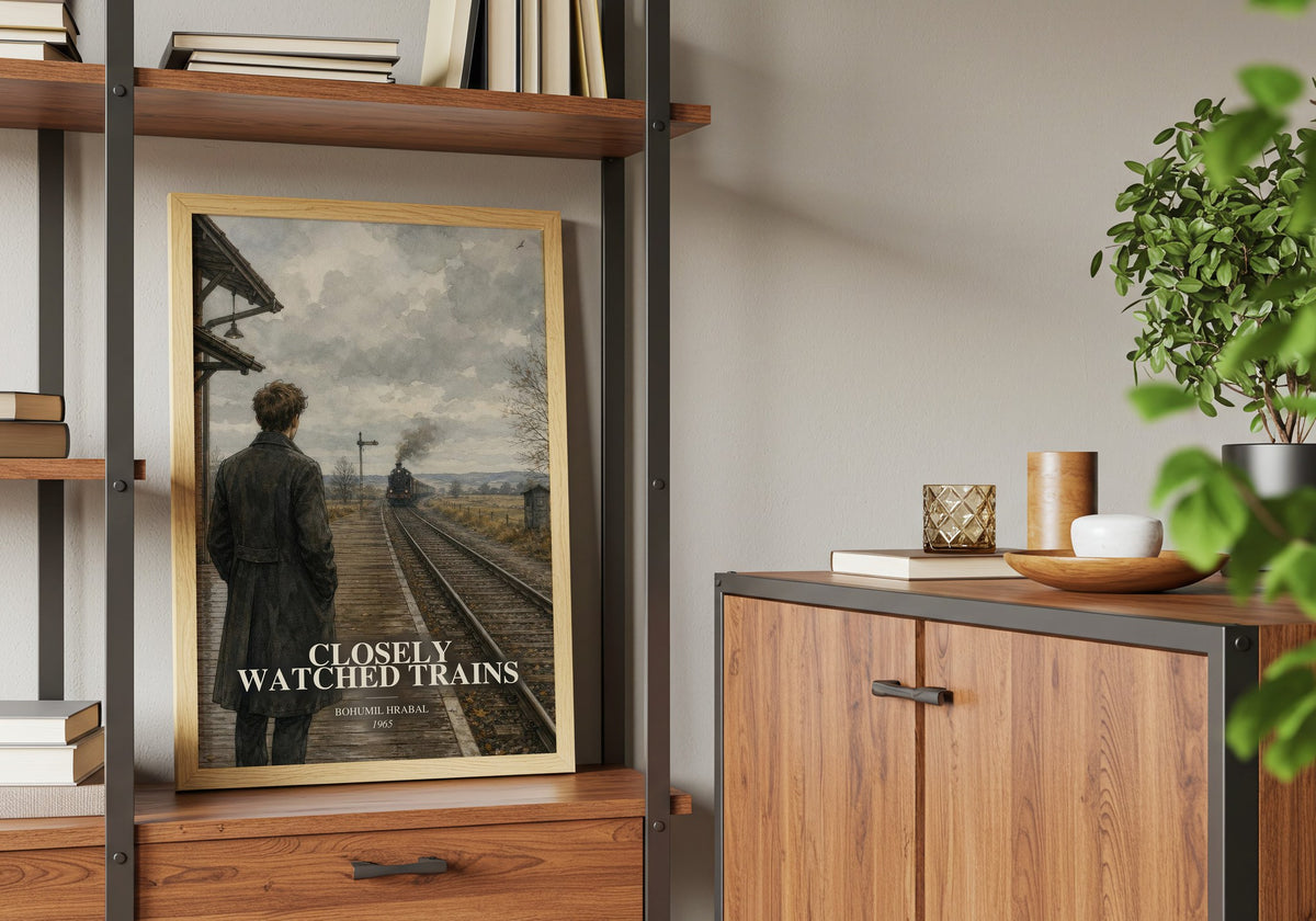 Closely Watched Trains book watercolour illustration paper finish options – matte satin gloss