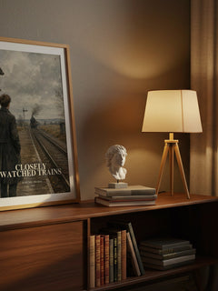 Closely Watched Trains watercolour print on bookshelf – Bohumil Hrabal fan gift