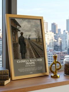 Closely Watched Trains bookish poster colour and style options – Bohumil Hrabal book art