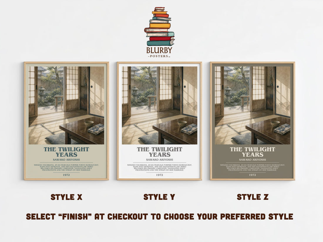 The Twilight Years Bookish Wall Art by Sawako Ariyoshi – Style X, Y and Z side by side – choose your finish