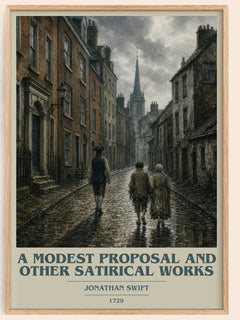 A Modest Proposal and Other Satirical Works book cover book poster by Jonathan Swift – framed literary art print